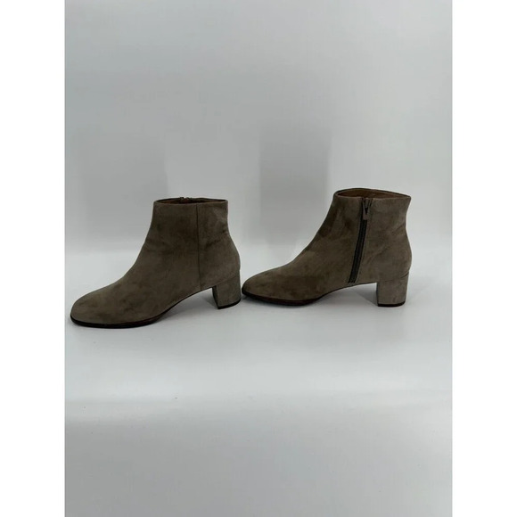 Via Spiga Side Zip Suede Tan Bootie US 7 M EUR 37 Block Heel Easy Wear - Picture 7 of 10